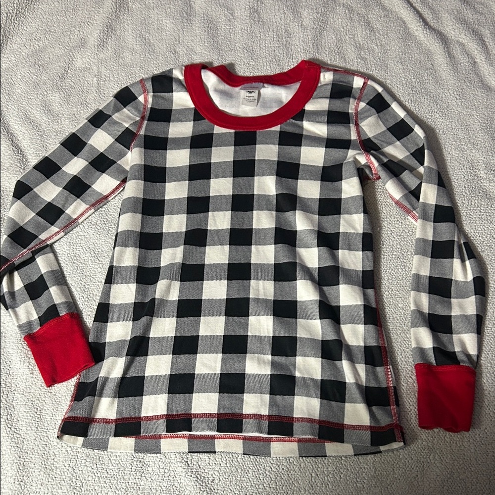 Hanna Andersson Black and White Checkered Long Sleeve Tee